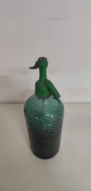 Botella sifón antigua verde