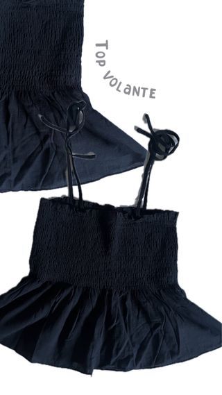 Top Volante Negro Talla Única