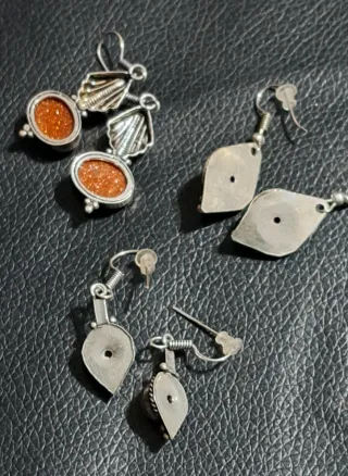 3 paia orecchini indiani pietre dure