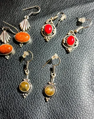 3 paia orecchini indiani pietre dure