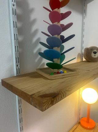 Conjunto Estanterías y Escritorio Madera Pino.