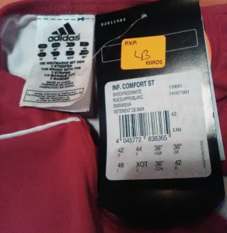 Bañador Adidas Rojo Talla 42 Nuevo