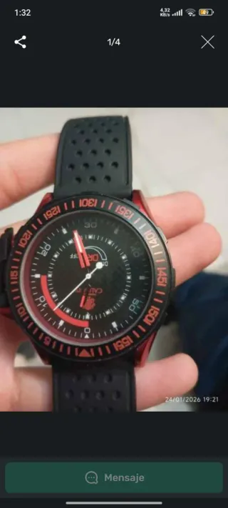 Reloj Calgary Negro y Rojo Sin Estrenar