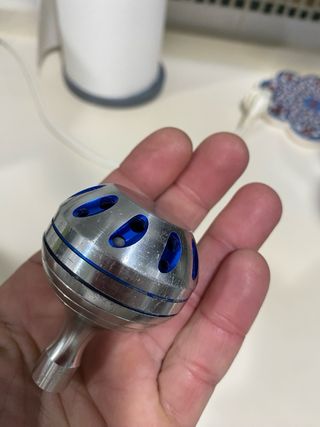Pomo carrete pesca aluminio azul