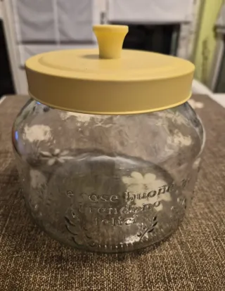 Biscottiera vetro decorato e metallo Mulino Bianco