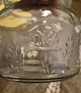 Biscottiera vetro decorato e metallo Mulino Bianco