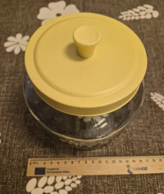 Biscottiera vetro decorato e metallo Mulino Bianco