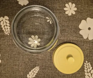 Biscottiera vetro decorato e metallo Mulino Bianco