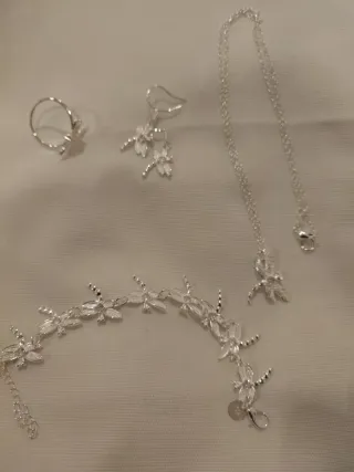 Conjunto Libélula Prata Elegante