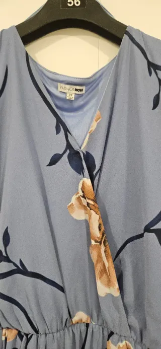 Vestido largo floral azul talla XXL