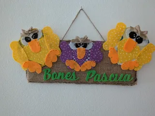 Cartel Pascua Pollitos y Búho