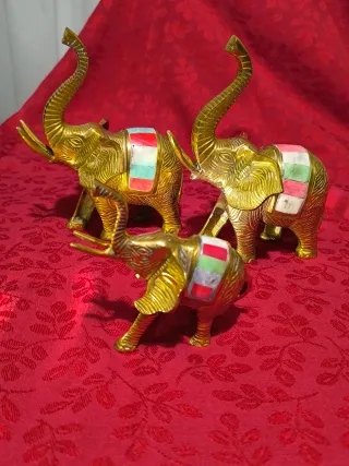 Set 3 elefantes decorativos dorados