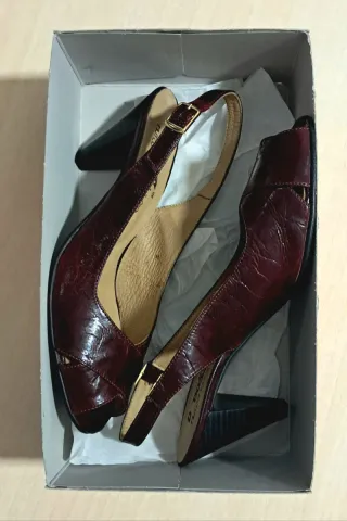 Zapatos mujer D'DOSS piel tacón talla 39 cereza
