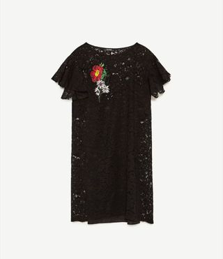 Vestido negro encaje mujer