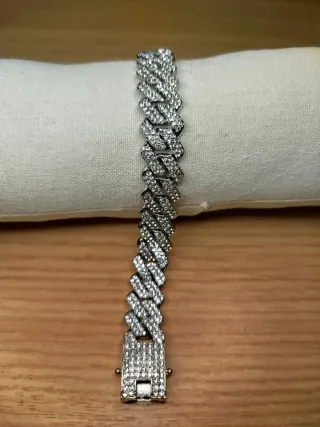 Bracciale Cuban Argentato con Brillanti Unisex