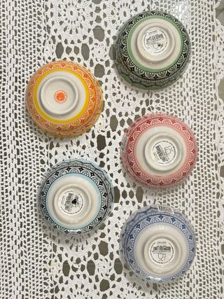 Set 5 Ciotole Ceramica Mandala Multicolore