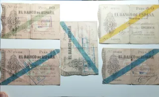 Lote 5 Billetes El Banco de España Gijón 1936