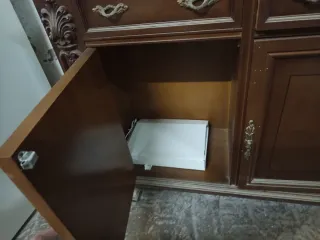 Mueble recibidor antiguo madera mármol