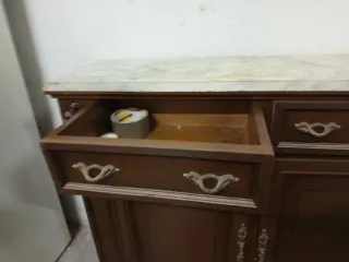 Mueble recibidor antiguo madera mármol