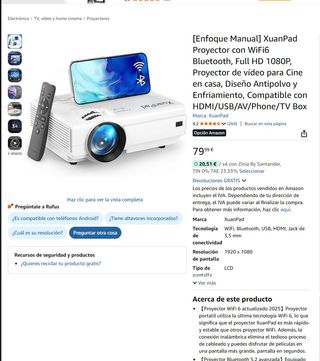 Nuevo:Proyector XuanPad Full HD 1080P con WiFi 6