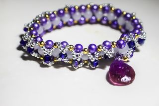 Pulsera de cristal austriaco morado y plateado