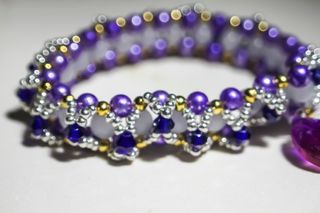 Pulsera de cristal austriaco morado y plateado