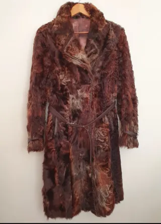 Abrigo Piel Cordero Marrón Multicolor