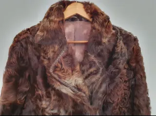 Abrigo Piel Cordero Marrón Multicolor