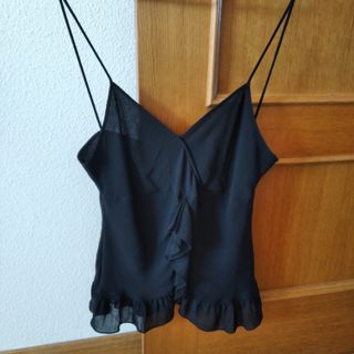 Top negro tirantes volantes talla 42