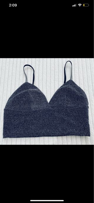 Top fiesta brillante negro/plata