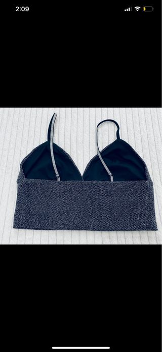 Top fiesta brillante negro/plata