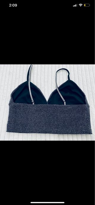 Top fiesta brillante negro/plata