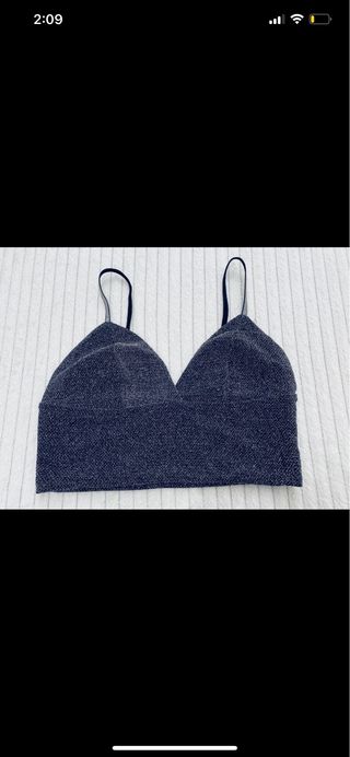 Top fiesta brillante negro/plata