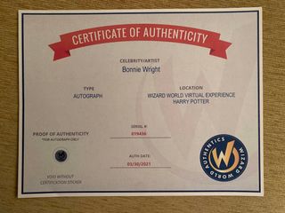 DVD de Harry Potter firmado por Bonnie Wright