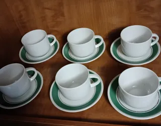 Juego de café porcelana verde y blanco