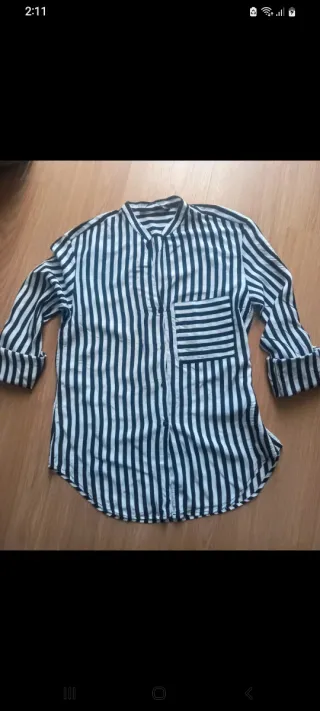 Camisa Zara Woman/ bolsillo contraste [a estrenar]