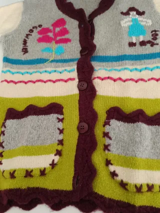 Cárdigan de punto bordado multicolor