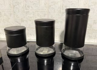 Set 3 barattoli vetro e plastica neri