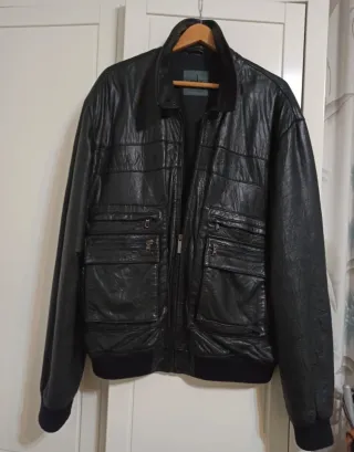 Cazadora Piel Calvin Klein Negra