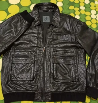 Cazadora Piel Calvin Klein Negra