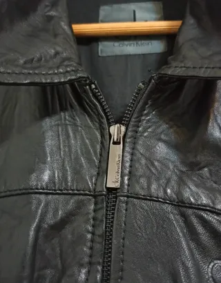 Cazadora Piel Calvin Klein Negra