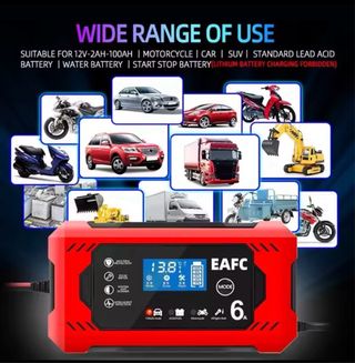 Cargador Batería Coche 6A 12V Carga Rápida