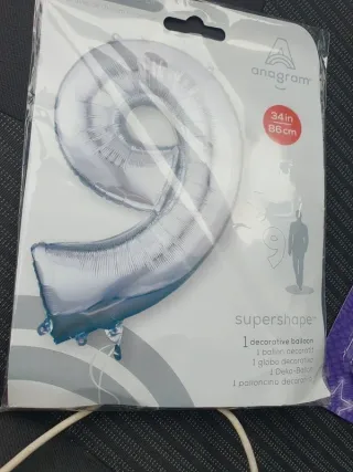 Balão Número 9 Prateado 34 Anagram