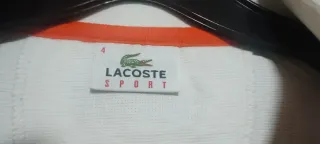 Polo Lacoste Blanco Naranja Talla L