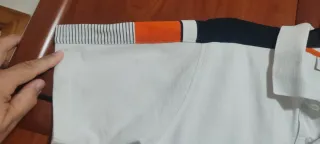 Polo Lacoste Blanco Naranja Talla L