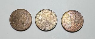 3 Monedas 1 Céntimo Arce 2002, 2003 y 2009