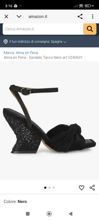 Sandalias Alma en Pena Negras Tacon