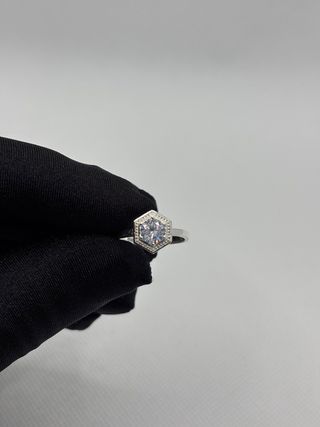 Anillo Plata 925 Hexagonal Circonita