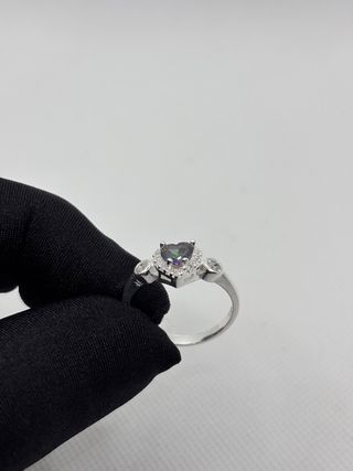 Anillo Plata 925 Corazón Multicolor
