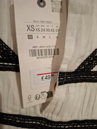 Vestido Zara blanco bordado